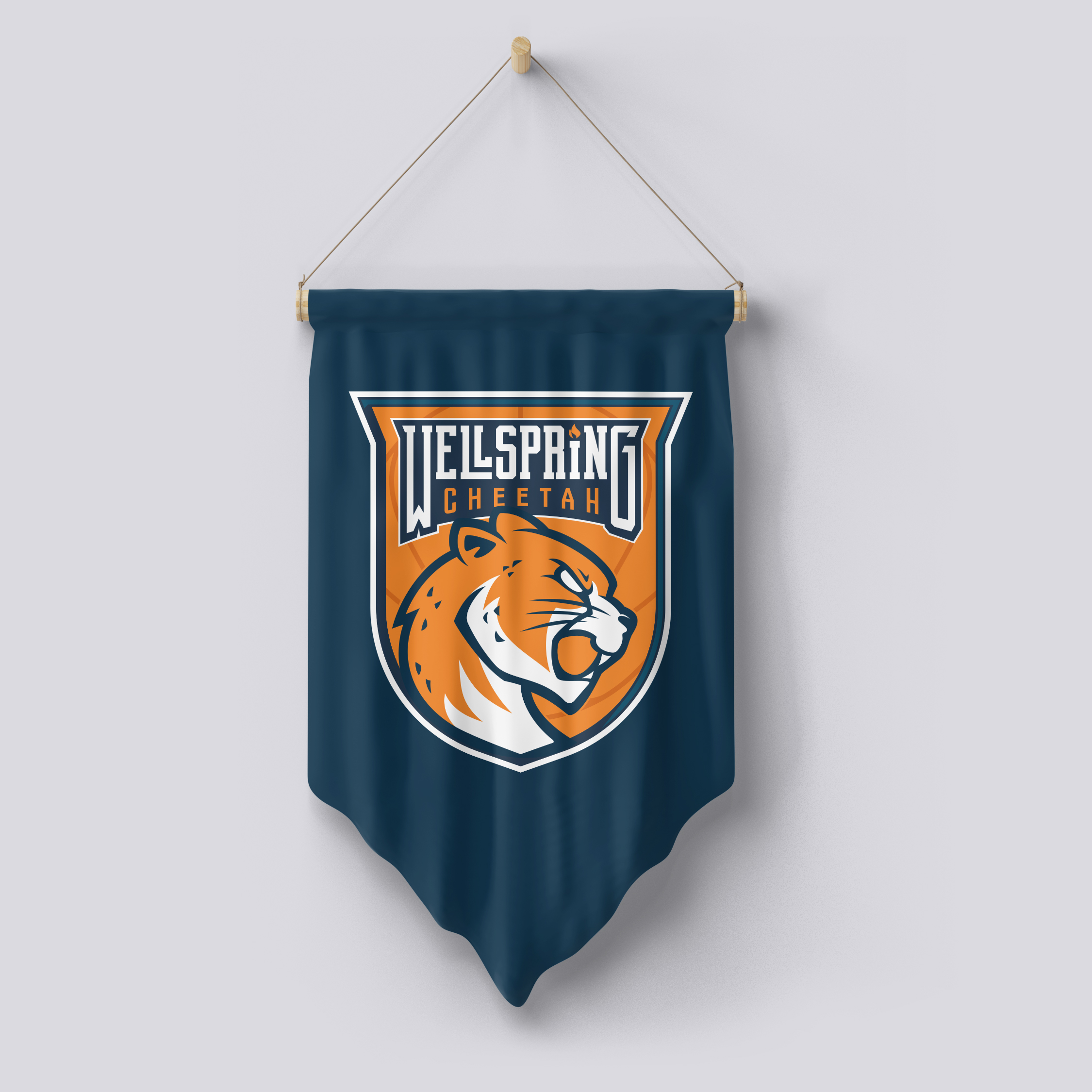 Hanging Wall Flag Pennants Mockups